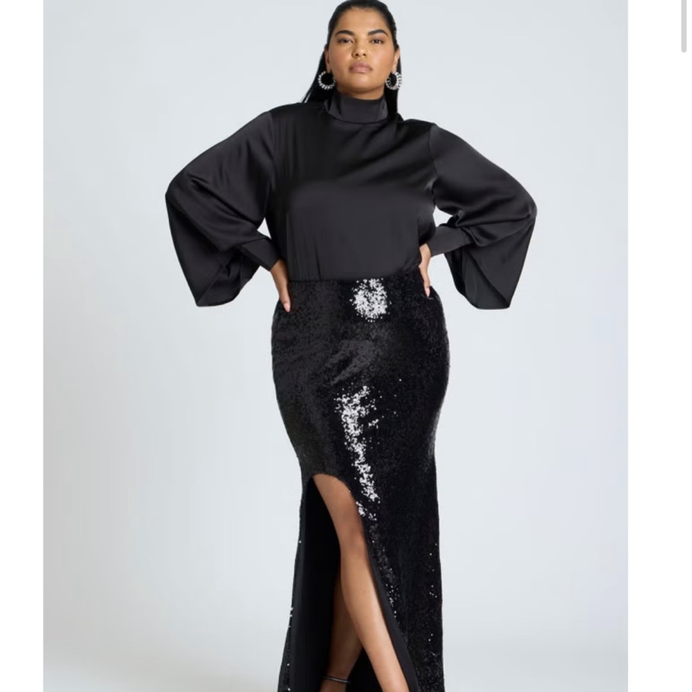 Eloquii Black Sequin Maxi Skirt